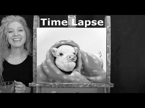 TIME LAPSE – Study Easy methods to Paint "PIG IN A BLANKET" with Acrylic Paint- Step by Step Video Tutorial