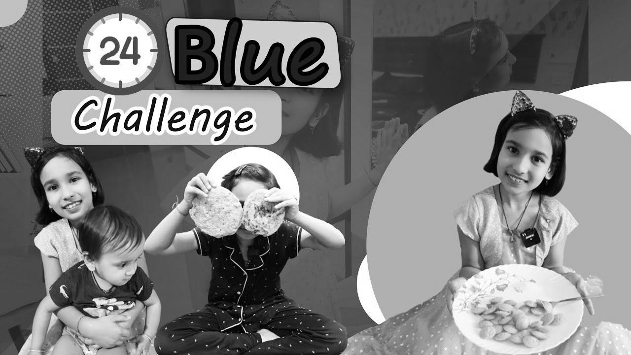 Blue challenge ||  24 hour challenge ||  *WENT RIGHT* ||  24 hour blue challenge #learnwithpari